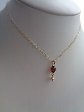 Gold Kette mit Granat-Anhänger, 585 Gold Filled 