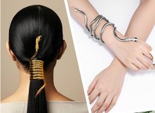 TOLLE SCHLANGEN KETTE HALS OBERARM HANDGELENK HAARE CHUNKY KETTE BIEGSAM ARMBAND