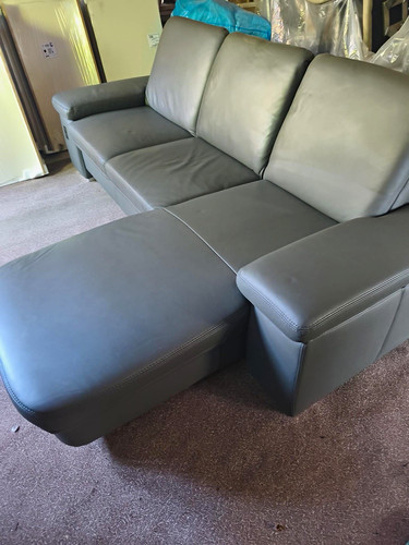 Graues leder ecksofa mit - leder,