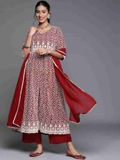 Indische Festliche Hochzeit Kleid Rot Bestickte Salwar Kamez Anarkali Kurti Set 
