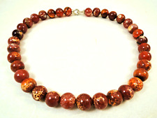 Feuerachat Kugelkette 12mm Silber 925  Länge 43 cm Damen MK102