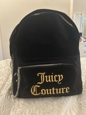 Juicy Couture Rucksack Schwarz Samt Mit Gothic Schrift