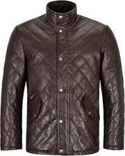 Herren Stepp Lederjacke Braun