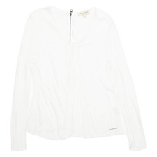 BURBERRY London Damen Bluse Weiß V-Ausschnitt Langarm M