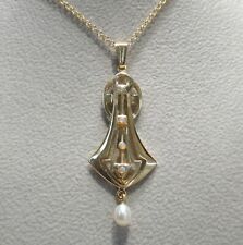 Jugendstil Opalschmuck Opal Anhänger Halskette Retro Silber 925/- gelb vergoldet