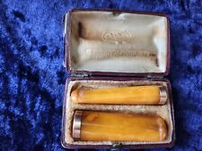 Zigarettenspitze, Zigarenspitze, holder Bernstein, Goldrand, Art Deco 