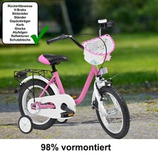 Qualitäts Kinderfahrrad 14 Zoll matt Pink Mädchen Kinderrad Fahrrad ab 3 Jahre 