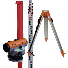 SET NEDO F32 Nivelliergerät F 32 fach Stativ Nivellier Baunivellier Messlatte