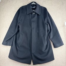 Vintage Crombie Mantel Herren 46R Schwarz Overcoat Knopfleiste Kaschmir Angora Wolle