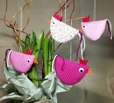 4x Osterhühner Stoff