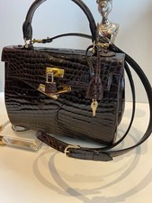 Krokodilleder Tasche in  Glanz Krokodilleder Braun. IRV -CITES