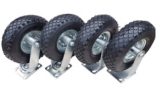 2 x Bockrolle + 2 x Lenkrolle Set 260 x 85 mm | 3.00-4 Luftrad Stahlfelge Silber
