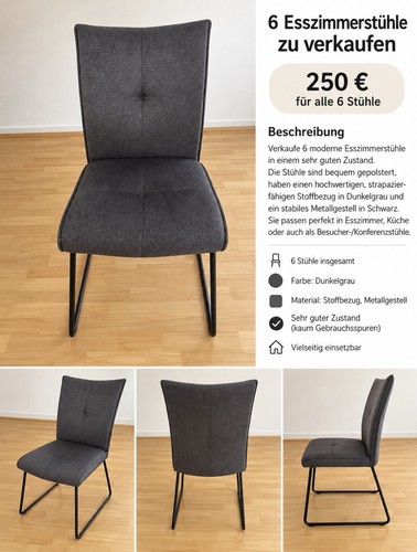 Moderne esszimmerstühle - 6x,