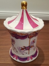 1980er Keramik Spieluhr Keksdose, Teleflora Gift 80s, Musikbox, Karussell 