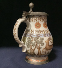 Kaiser Porzellan Krug mit Zinndeckel u. Zinnbodenkr.  (Siemens Meistervereinig.)