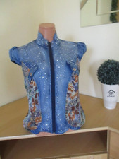 Redial Damen Bluse -Jacke Gr. 38 mehrfarbig Reißverschluß Materialmix