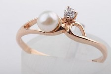 Perlen Ring 585 14K Rot Gold