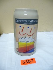 5387.      Alter Steingut Bierkrug  Deko Krug  Oktoberfest  München Bierkrug 1 L
