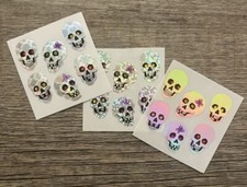 ☠️3 Sandylion Stickerabschnitte - Schädel - Prismatisch/ Glitzer/ Mylar☠️