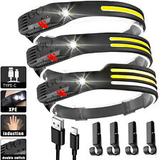 LED Stirnlampe COB Kopflampe Sensor Scheinwerfer Wiederaufladbar XPE Wasserdicht