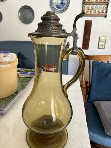 Weinkrug antik zinndeckel - weinkrug, &