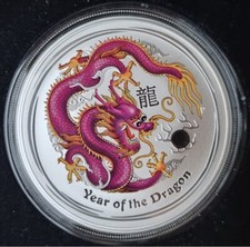 Australien 1 Oz Silber Lunar II Drache Farbe 2012 Perth Mint Coin Show Special