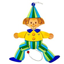 Vintage Holz Hampelmann Deutsch 1980er Mertens-Kunst Harlekin 26cm Ohne Bänder