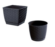 Blumentopf Rattan Optik