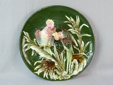 alt Jugendstil Relief Wandteller Prunk Teller Kakadu Vogel Eichwald Ø 36cm antik