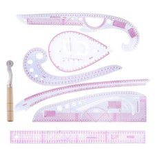7 Schneiderlineal Bekleidung Kurve Lineal Ärmel Knopf Patchwork Zubehör set Pink