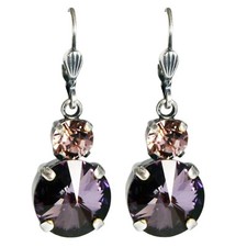 Grevenkämper Ohrring Swarovski Kristall Rund lila rosa Antique Pink Vintage Rose