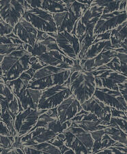 Tapete Grandeco Jungle Fever JF3902 schwarz Blätter Metallic (3,16€/1qm)