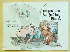 Lustige Feder-Aquarell-Zeichnung