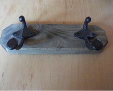 Wandgarderobe Garderobe 2er Hakenleiste Haken Metall Holz Industriestyle 