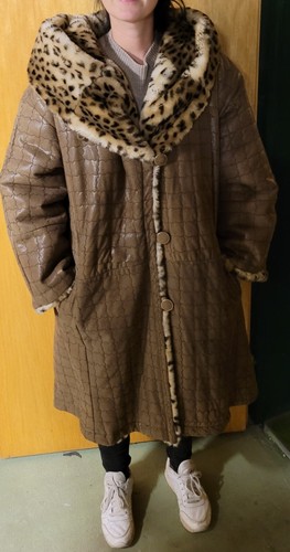 Oversize ledermantel braun - ledermantel,