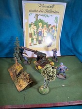 TippCo-Flak und 3 Luftwaffe-Masse-Soldaten Elastolin 30er Jh. 7cm+Bilderbuch