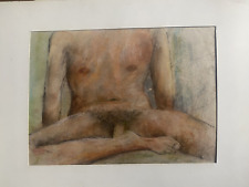 FRANZ EHMKE 1928-2018 DDR MALER PASTELL SITZENDER AKT MANN KÖRPER °SELTEN