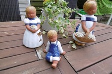 3 original Singer Jullar Figuren blau weiß glänzend lackiert Blumenkinder