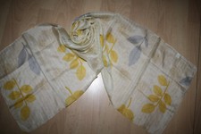Seidenschal Tuch Halstuch Beige Gelb Blätter 100% Seide ca. 33 x 160 cm Neu! 