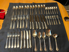 Antik  WIRTHS  100er Silber gepunzt 50 tlg. versilbertes Besteck-/Servierbesteck