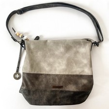 Rieker Handtasche Damen Umhängetasche Damentasche Grau Braun Gestreift
