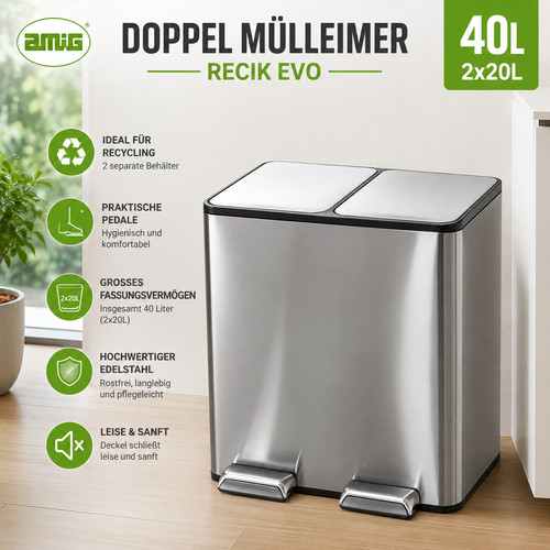 Amig doppel mülleimer 40l - doppel,