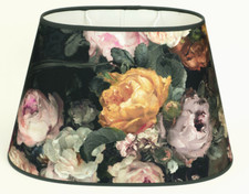 Lampenschirm Oval mit Blumen extravagantes Design Herbstblumen  E-27 40 cm xxl