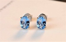 BENIAMINO Damen Ohrringe Ohrstecker 925er Sterling Silber Blau Topas 1,8 ct VVS 