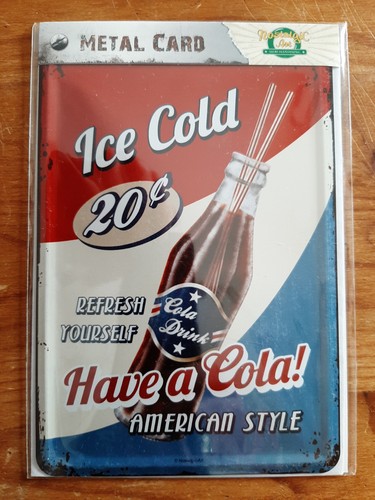Blechpostkarte ice cold cola - ice,