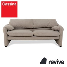 Cassina Maralunga Zweisitzer Sofa Grau Stoff Couch Neubezug
