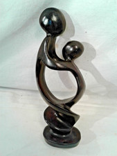 Mutter Kind Deko-Skulptur modern,Steinguss geschwärtzt,ähnlich Shona-Art Figuren