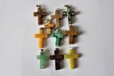 10 Edelstein Anhänger Kreuz