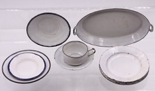 Altes EMAILLE GESCHIRR weiß Töpfe Pfannen 10tlg Service Puppenstube Puppenküche