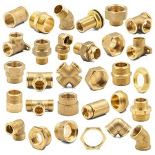 Messing Gewindefittings Verschraubung Nippel Muffe Winkel T-Stück Bogen Kappe